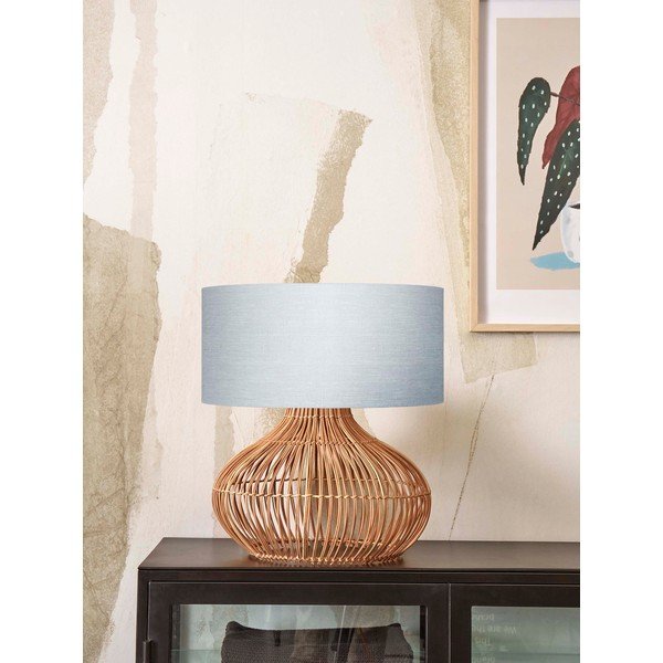 Svijetlo siva/u prirodnoj boji stolna lampa s tekstilnim sjenilom (visina 60 cm) Kalahari – Good&Mojo-image-1