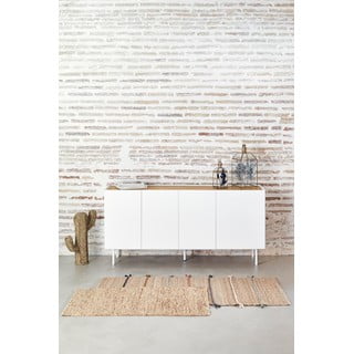 Bijela/u prirodnoj boji niska komoda u dekoru hrasta 165x78 cm Arista – Teulat