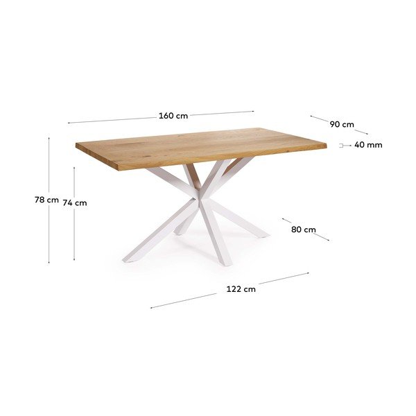 Blagovaonski stol s pločom stola u dekoru hrasta 90x160 cm Argo – Kave Home-image-4