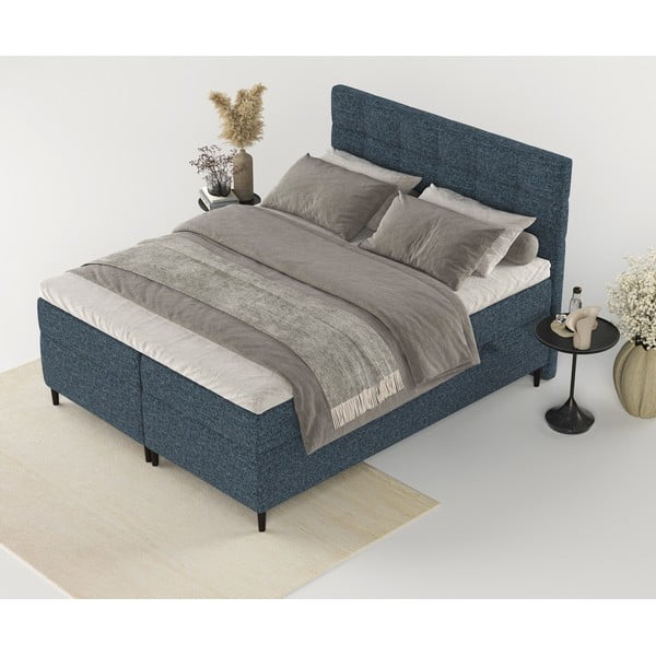 Tamno plavi boxspring krevet s prostorom za pohranu 160x200 cm Urbaneo – Maison de Rêve-image-3
