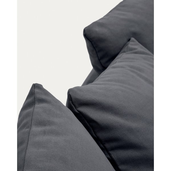 Antracitno siva lanena sofa 340 cm Nora – Kave Home-image-1