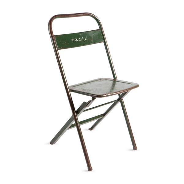 Zelena metalna sklopiva stolica s RGE Mash patinom