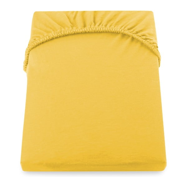 Žuta elastična plahta DecoKing Nephrite, 80-90 x 200 cm