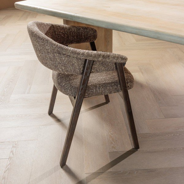 Smeđa podstavljena blagovaonska stolica s naslonima za ruke Tunar – WOOOD-image-1