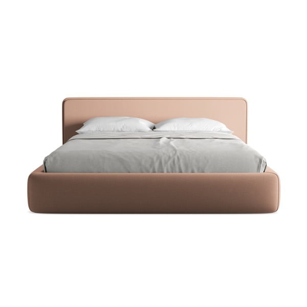 Svijetlo ružičasti tapecirani bračni krevet s prostorom za odlaganje s podnicom 180x200 cm Kiana – Makamii-image-4