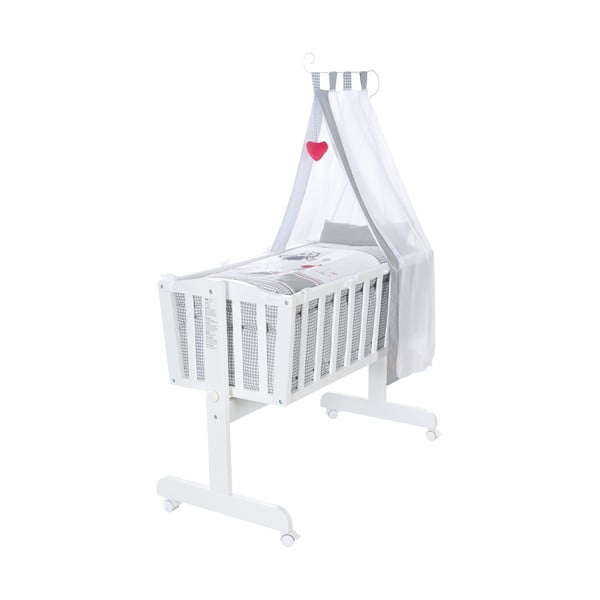 Bijela kolijevka na kotačićima/s baldihanom 40x90 cm Adam & Eule – Roba