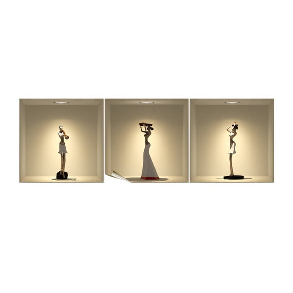 Set od tri 3D naljepnice Ambiance African Statues-image-1