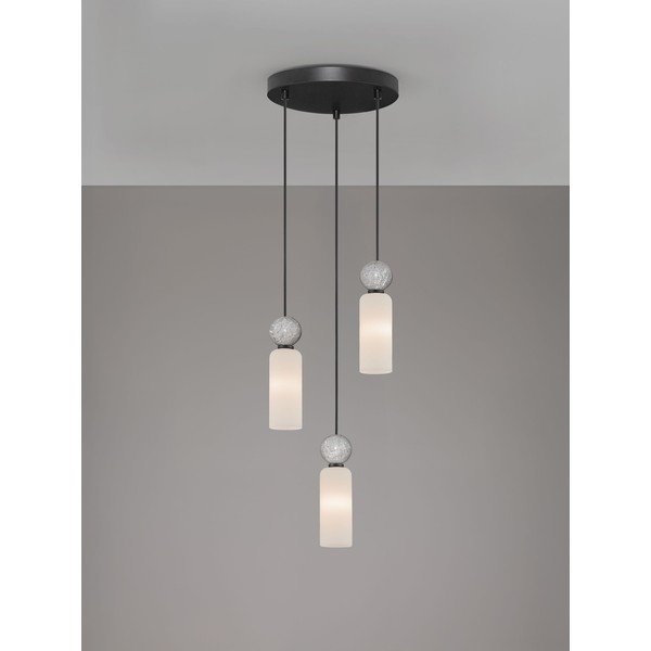 Mat crna viseća svjetiljka od kamenine sa staklenim sjenilom ø 25 cm Filomena – Nova Luce-image-4