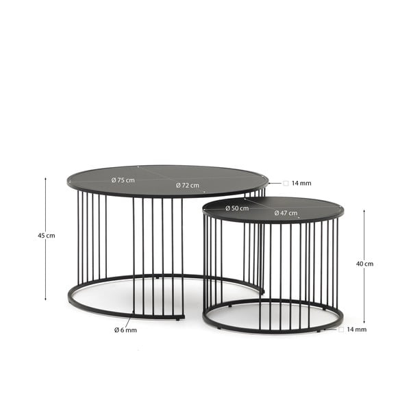 Okrugli pomoćni stol sa staklenom pločom stola ø 75 cm Hadar – Kave Home-image-4