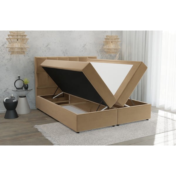 Oker žuti boxspring krevet s prostorom za odlaganje 180x200 cm Flip – Ropez-image-3