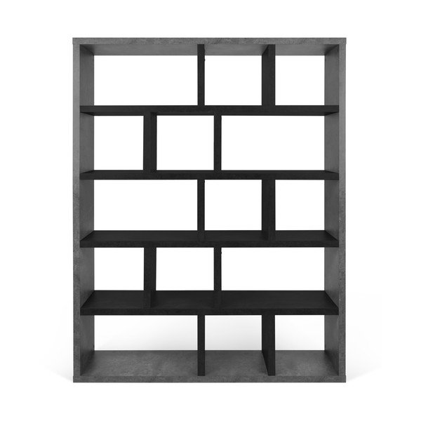 Crna/tamno siva biblioteka u betonskom dekoru 150x198 cm Berlin – TemaHome