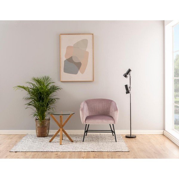 Puderasto ružičasta baršunasta fotelja Acton Ramsey-image-1