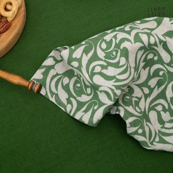 Lanena kuhinjska krpa 45x65 cm Evergreen Damask – Linen Tales-image-1