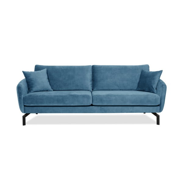 Plava sofa s baršunastom površinom Scandic Magic, širine 230 cm