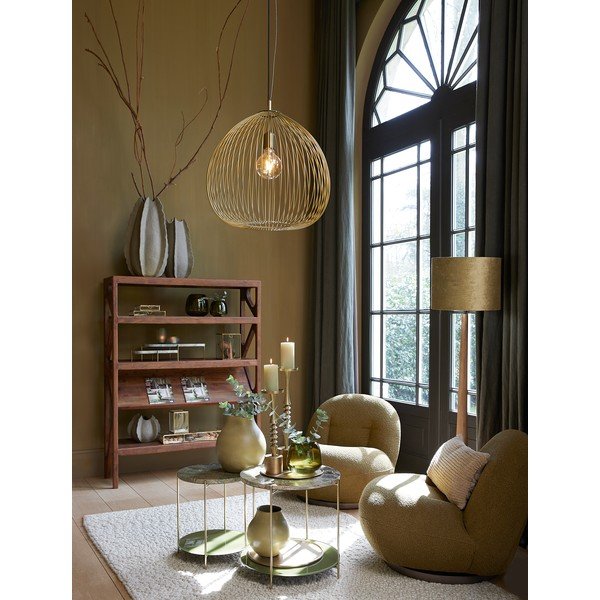 Zelena fotelja od bouclé tkanine Gumaca – Light & Living-image-4