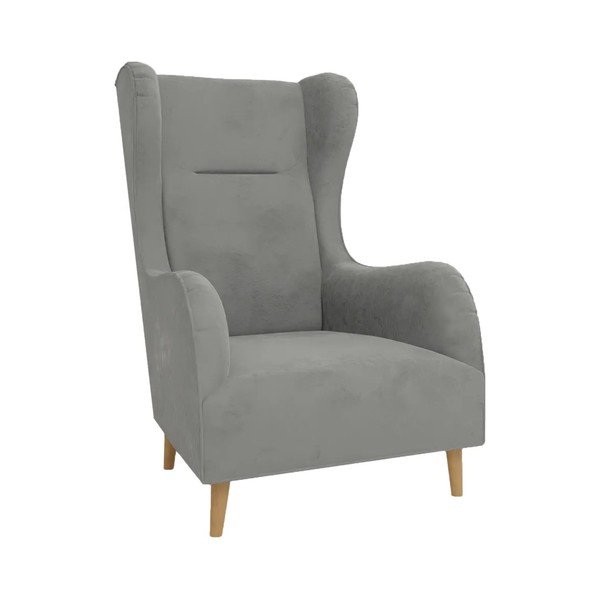 Svijetlo siva baršunasta wing fotelja Carole – Ropez