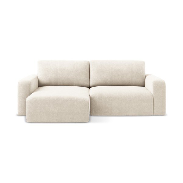 Krem sklopiva/s prostorom za odlaganje kutna garnitura od šenila (s lijevim kutom/s ležaljkom) Kona – Makamii