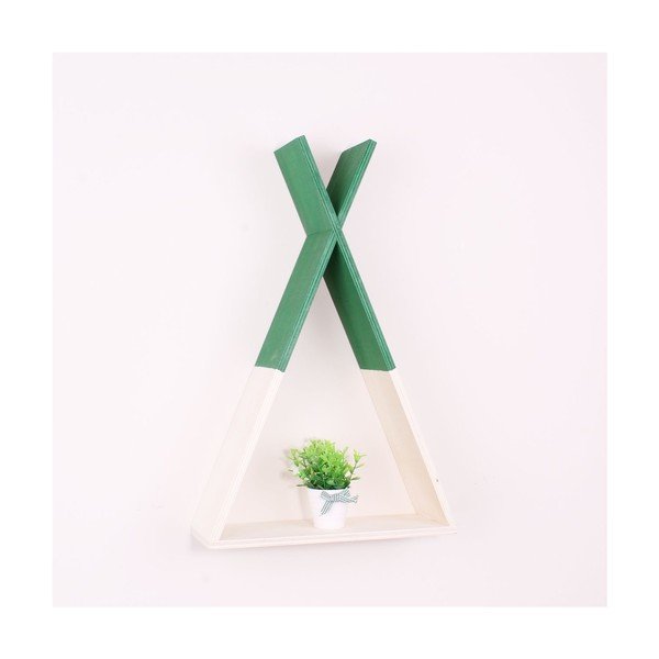 Zelena drvena zidna polica Sjeverna Karolina Scandinavian Home Decor Teepee L