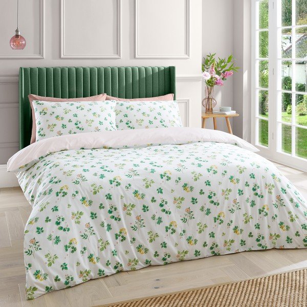 Ružičasta pamučna posteljina za krevet za jednu osobu 135x200 cm Cottage Meadow – RHS-image-1