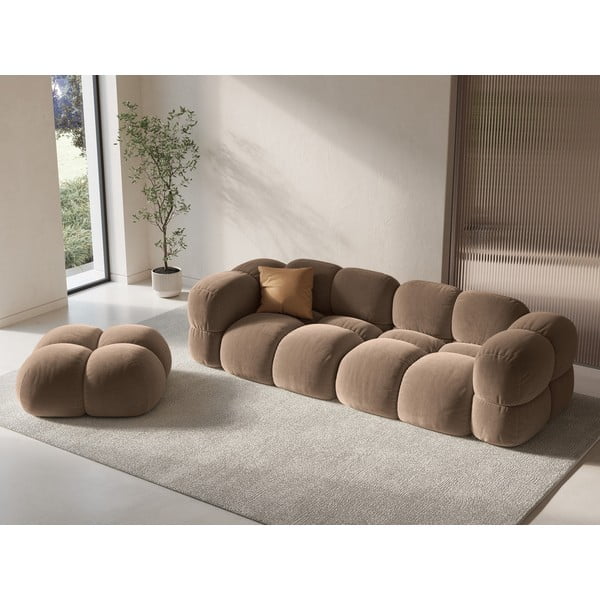 Smeđa baršunasti sofa 250 cm Loretto – Cosmopolitan Design-image-1