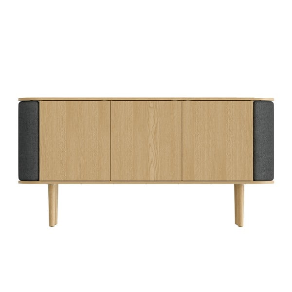 Antracitno siva/u prirodnoj boji niska komoda u dekoru hrasta 150x75 cm Treasures – UMAGE-image-3