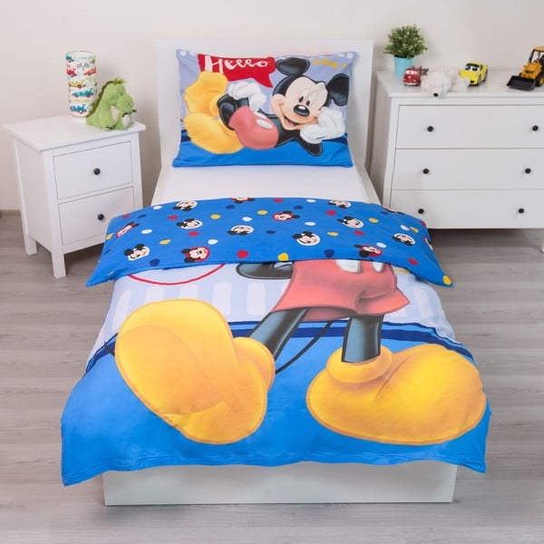 Pamučna dječja posteljina za krevet za jednu osobu 140x200 cm  Mickey "Hello" – Jerry Fabrics-image-2