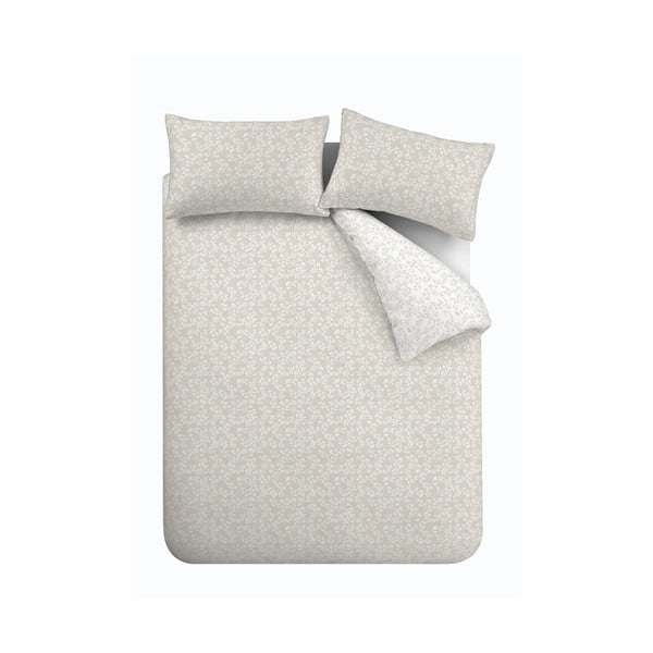 Bijela/bež pamučna posteljina za krevet za jednu osobu 135x200 cm Shadow Leaves – Bianca