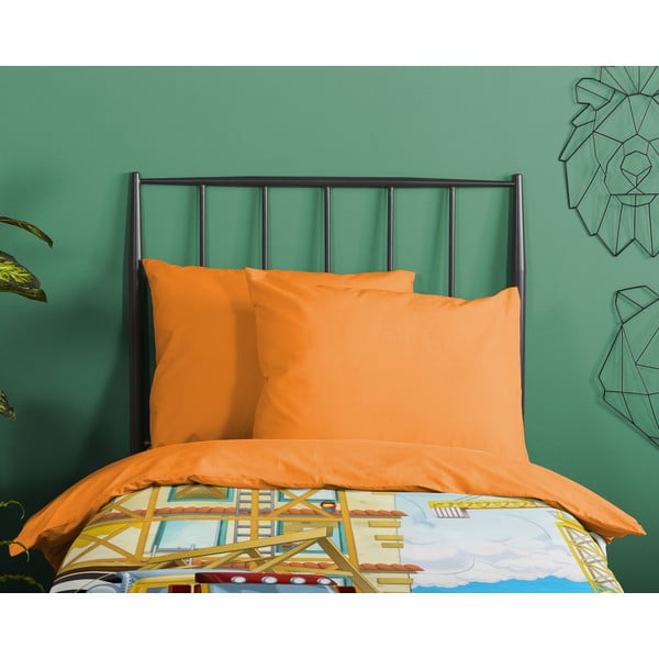 Narančasta pamučna dječja posteljina za krevet za jednu osobu 140x200 cm Building – Good Morning-image-2