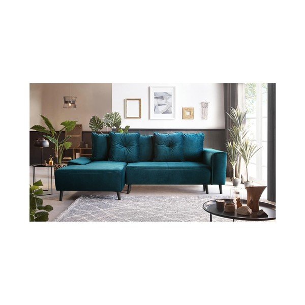 Kutna sofa krevet od kerozin baršuna Bobochic Paris Hera Bis, lijevi kut-image-4