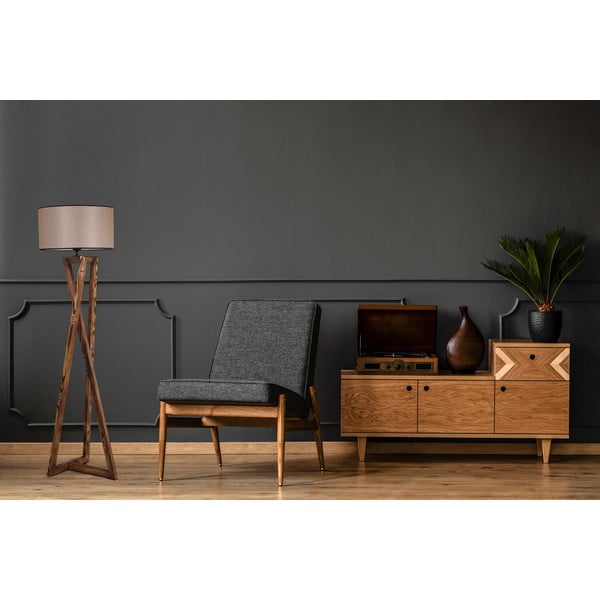 Smeđa stojeća svjetiljka s tekstilnim sjenilom (visina 149 cm) Maçka – Opviq lights-image-1