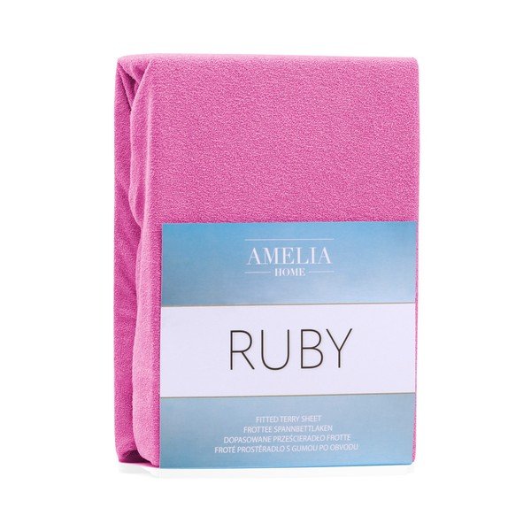 Elastična plahta u boji fuksije AmeliaHome Ruby Siesta, 200/220 x 200 cm-image-1