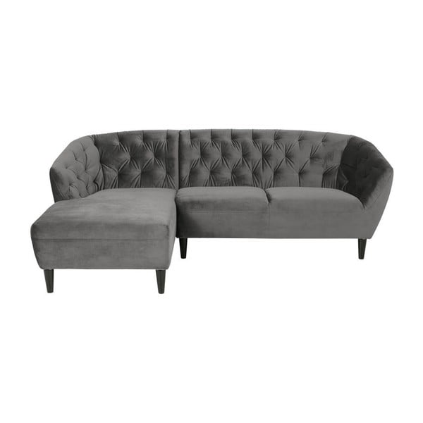 Siva baršunasta kutna sofa Acton Ria, lijevi kut