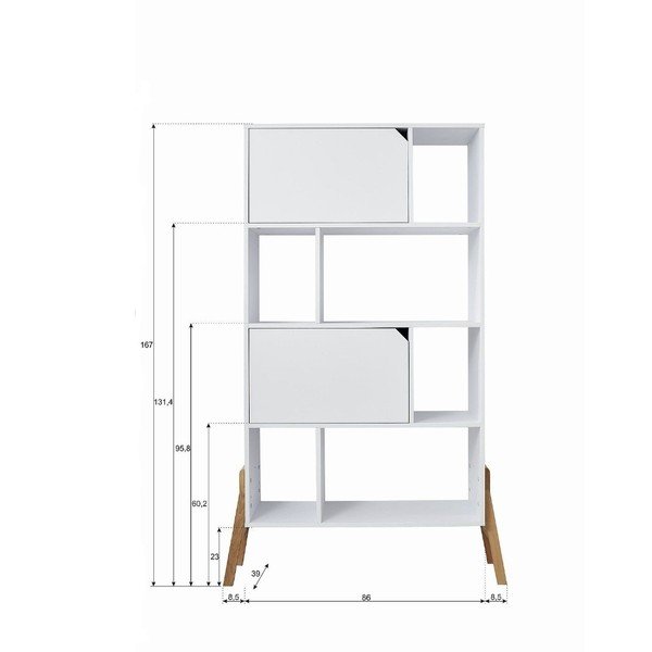 Bijela biblioteka od hrastovog drveta BELLAMY Lotta-image-3