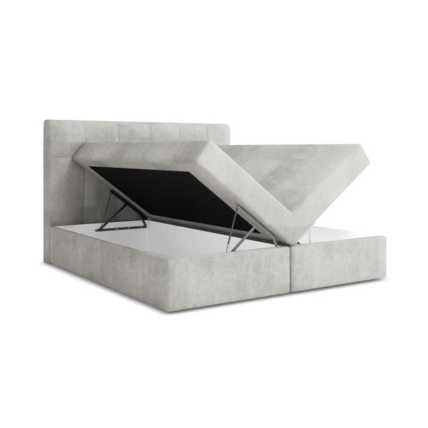 Boxspring krevet s prostorom za odlaganje 140x200 cm u srebrnoj boji Palta – Makamii-image-1