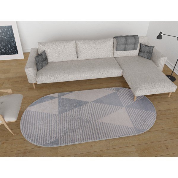 Sivi perivi tepih 80x120 cm Oval – Vitaus-image-1
