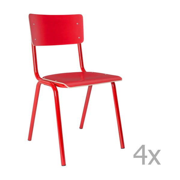Set od 4 crvene stolice Zuiver Back to School