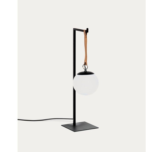 Crna metalna stolna lampa s plastičnim sjenilom (visina 60 cm) Monteiro – Kave Home-image-3