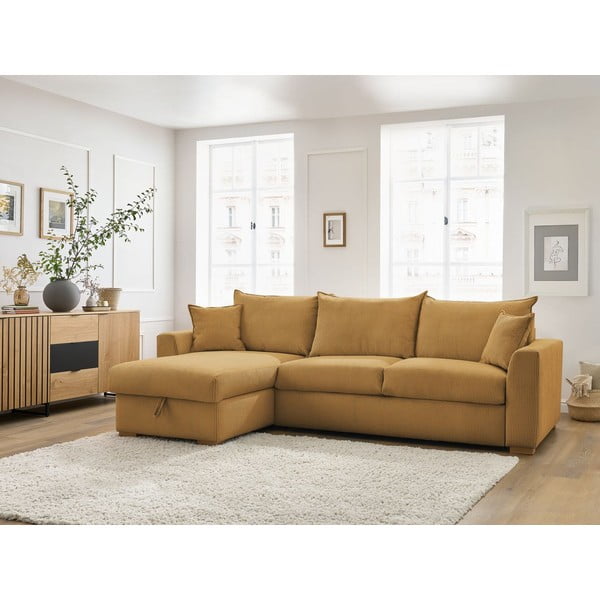 Žuta  sklopiva kutna garnitura od samta (promjenjiva) Augustin – Bobochic Paris-image-1