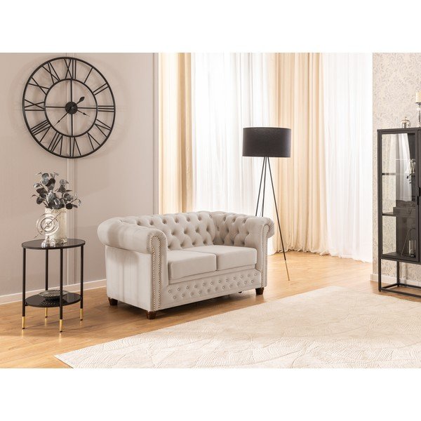 Bež baršunasti sklopiva sofa 148 cm York Blik – Ropez-image-4