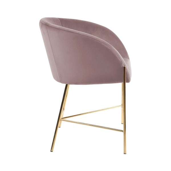 Pastelno ružičasta stolica s nogama u zlatnoj boji Interstil Nelson-image-2
