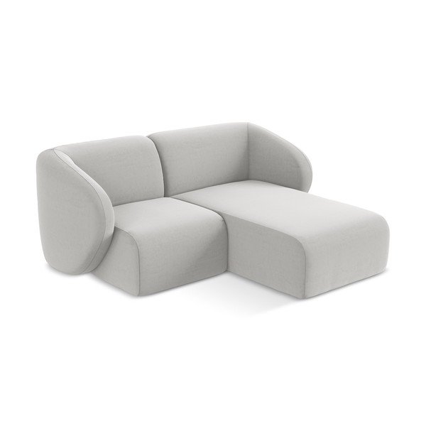 Svijetlo siva baršunasti kutna garnitura (s desnim kutom/s ležaljkom) Lani – Makamii-image-2