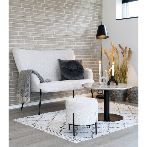 Bijeli/crni okrugli stolić za kavu s pločom stola u mramornom dekoru 70x70 cm Bolzano – House Nordic-image-1