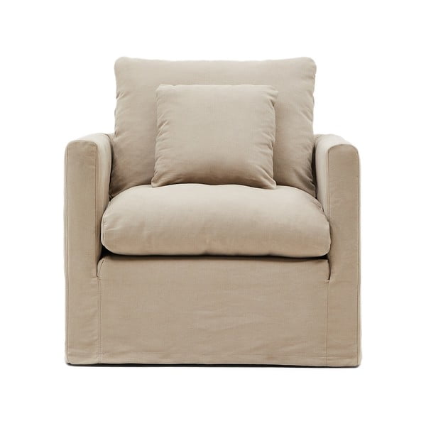 Bež lanena fotelja Nora – Kave Home-image-2