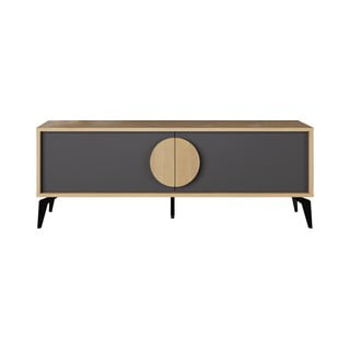 Crna/u prirodnoj boji TV komoda u dekoru hrasta 140x51 cm Vae – Marckeric