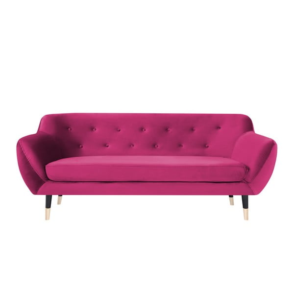 Roza sofa s crnim nogicama Mazzini Sofas Amelie, 188 cm