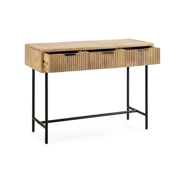 Pomoćni stol od masivnog manga u prirodnoj boji 38x100 cm Mundra – MOME-image-1