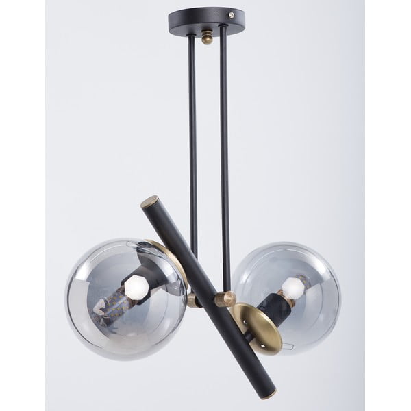 Crna stropna svjetiljka sa staklenim sjenilom ø 15 cm Libra – Squid Lighting-image-2