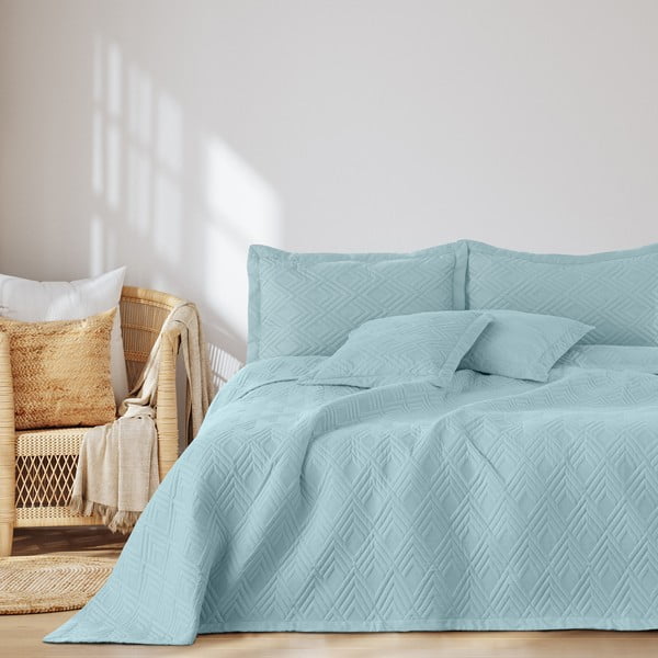 Svijetlo plavi prošiven prekrivač od mikrovlakana 220x240 cm Ophelia – Restilo-image-3