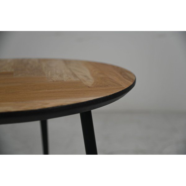 Crni okrugli stolić od hrastovine ø 60 cm Fishbone - HSM collection-image-1