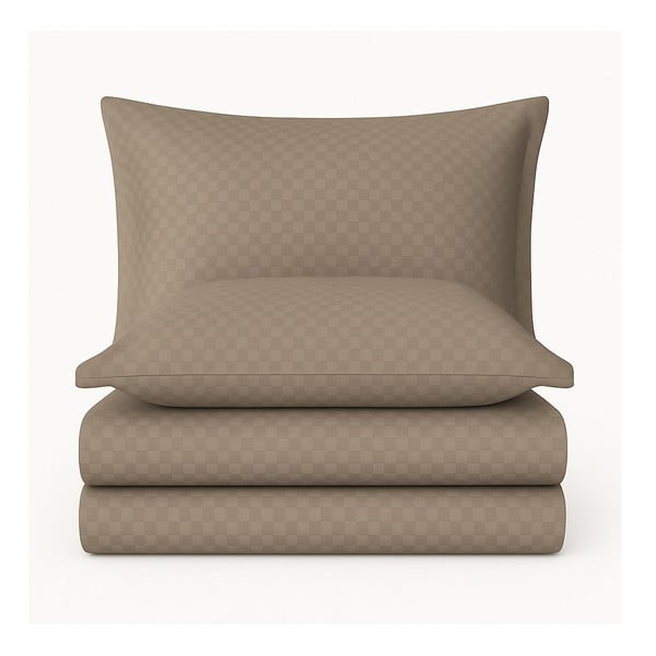 Smeđa posteljina za krevet za jednu osobu od renforce pamuka 140x200 cm Checkered – Mila Home Luxury